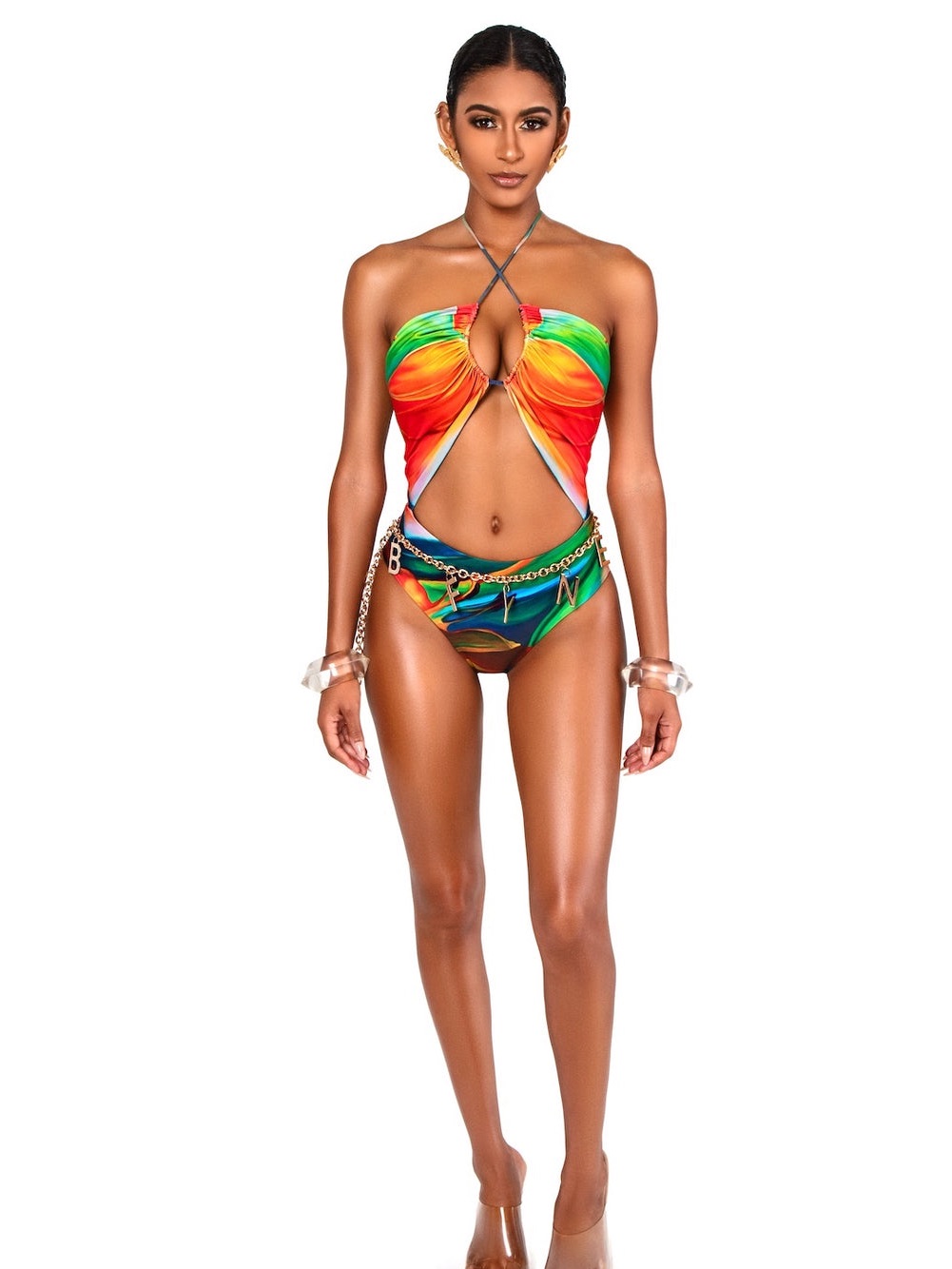 Bfyne Multicolor Cutout One-Piece Swimsuit